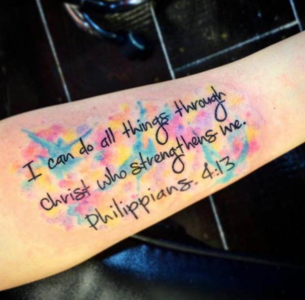 philippians 4 13 bible verse tattoo forearm