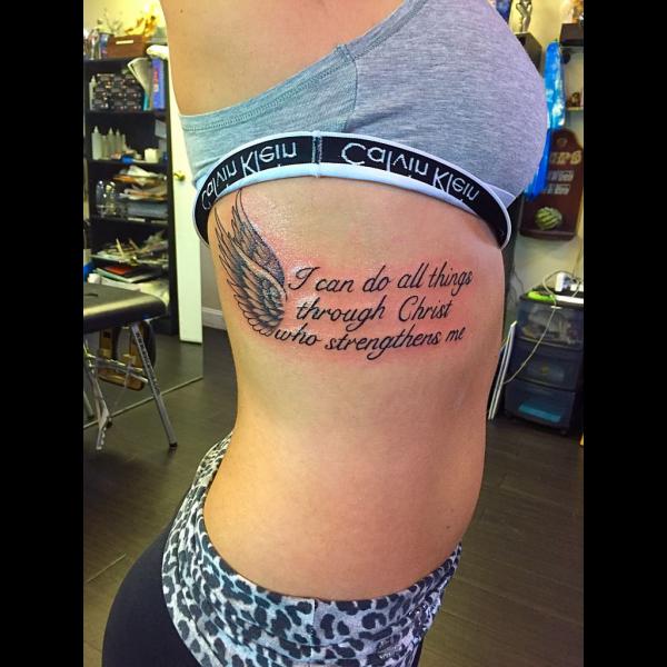 philippians 4 13 bible verse with wings tattoo side