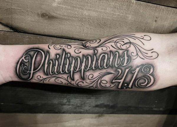 philippians 4 13 lettering tattoo