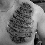 philippians 4 13 stone tattoo chest
