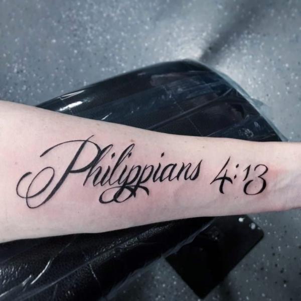 philippians 4 13 tattoo cursive