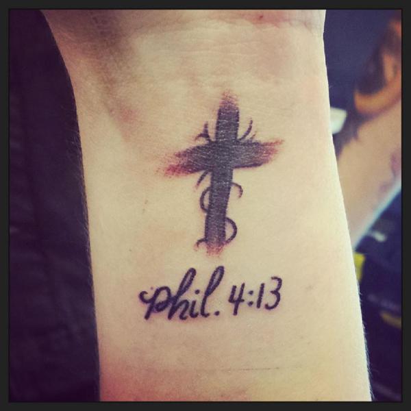 philippians 4 13 with cross tattoo