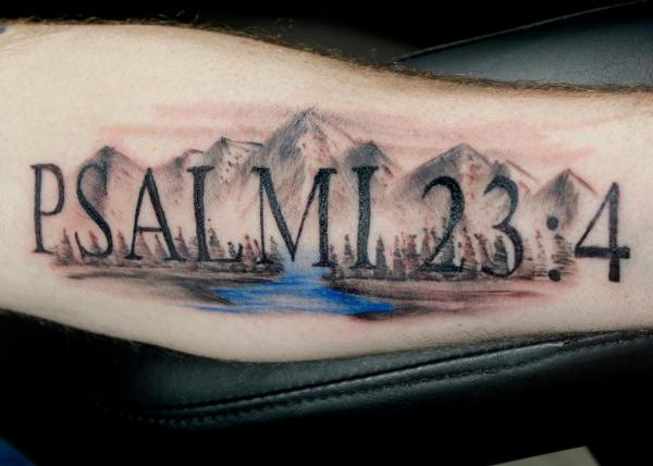 psalm 23 4 and mountain tattoo