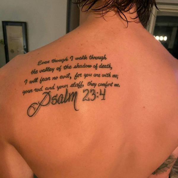 psalm 23 4 tattoo shoulder blade