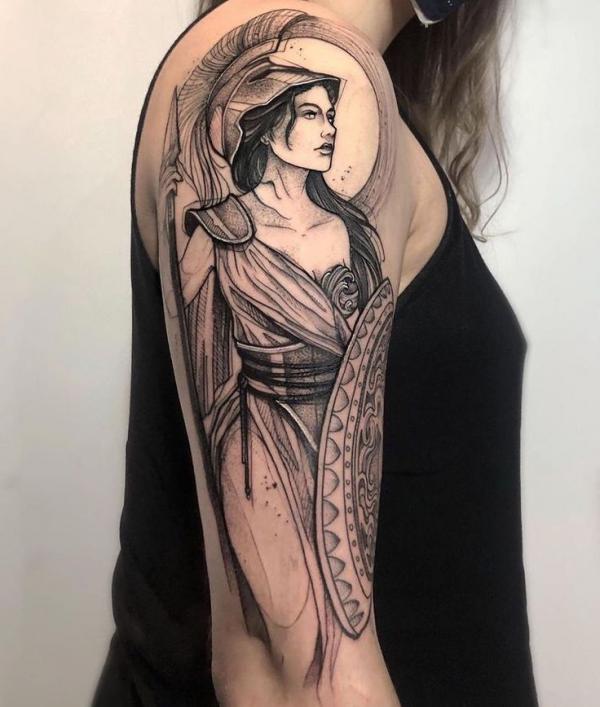 shield maiden tattoo half sleeve