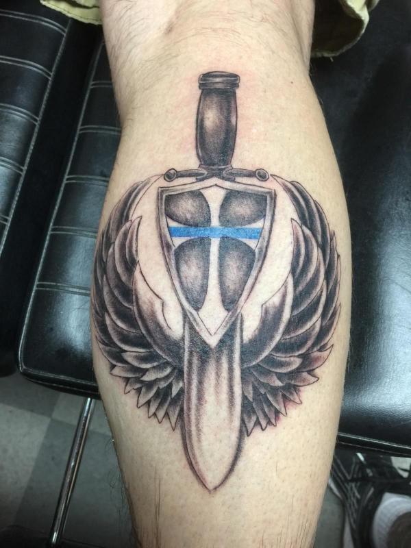 st michael shield with wings tattoo