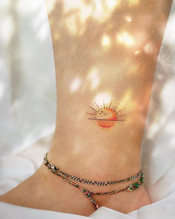 sunrise ankle tattoo