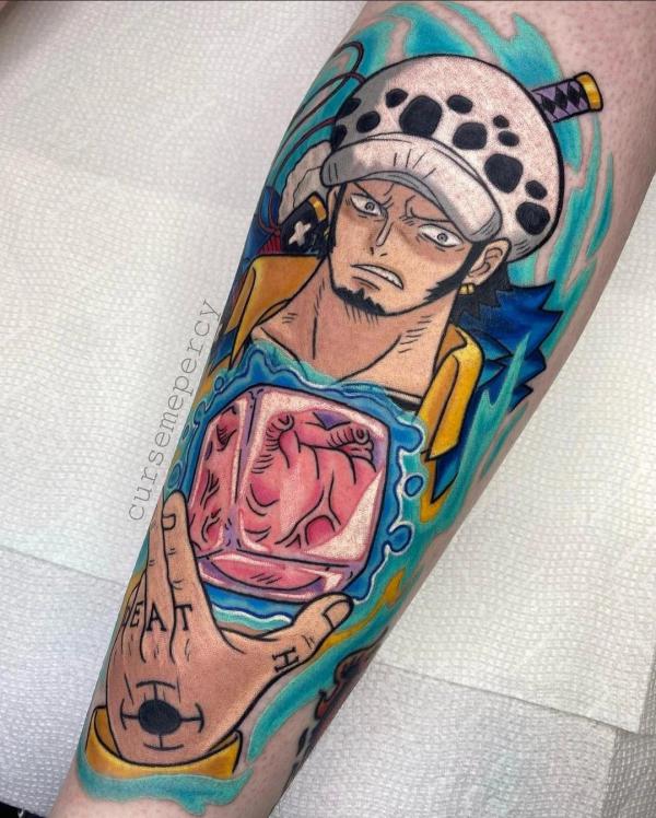 trafalgar law tattoo forearm