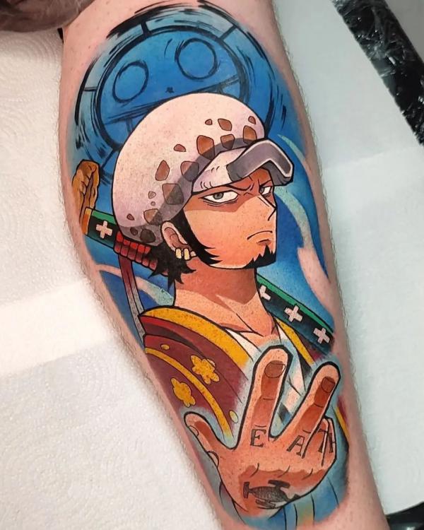 trafalgar law tattoo lower leg