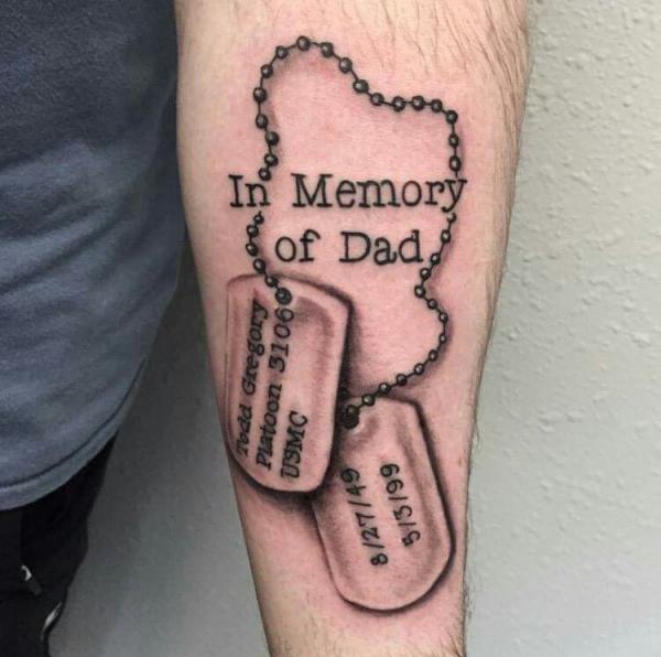 Dog tag tattoo in memory of Dad