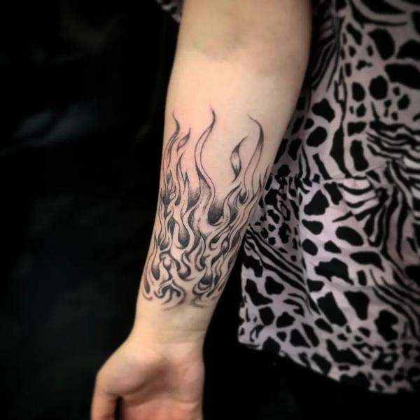 Fire forearm tattoo