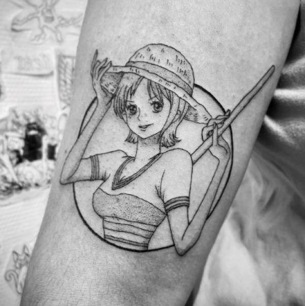 Small Nami tattoo black and grey