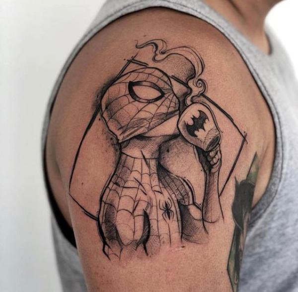 Spider Man shoulder tattoo