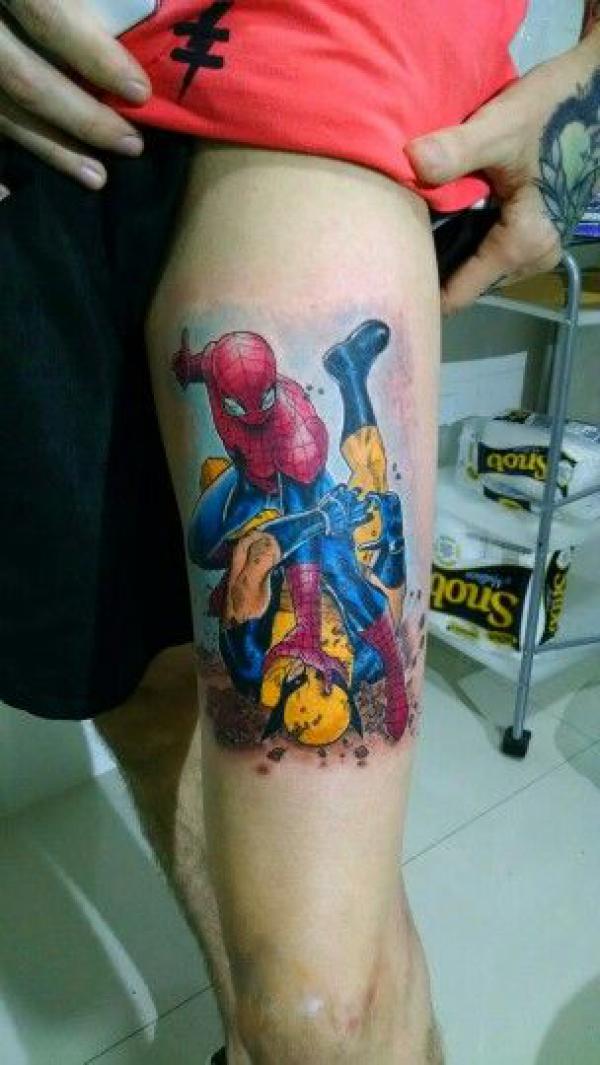 Spiderman and Wolverine tattoo