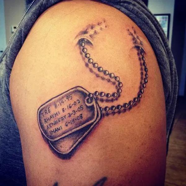 dog tag tattoo shoulder