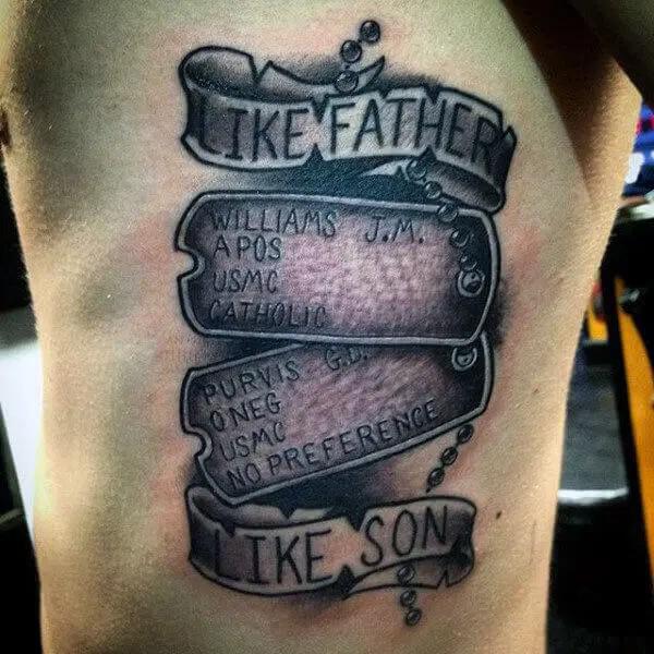 dog tag tattoo with words Like Father Like Son