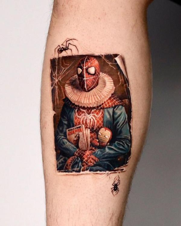 spiderman rectangular tattoo