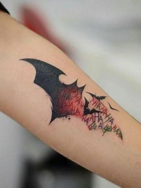 Batman logo with bats hahaha tattoo