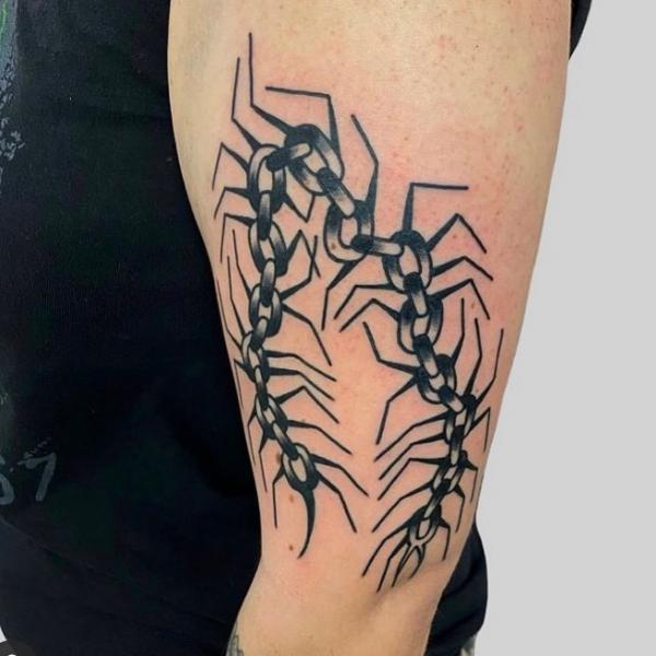 Centipede chain tattoo
