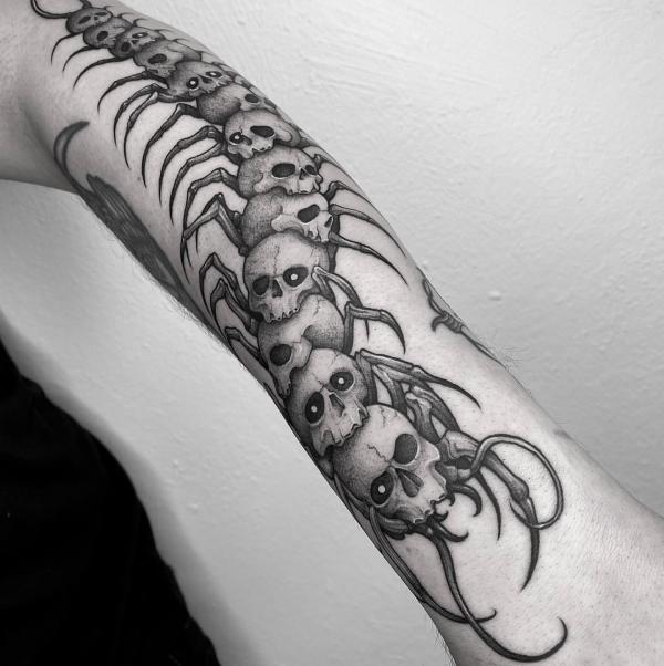 Centipede skulls tattoo