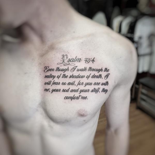 Chest Psalm 23 4 tattoo