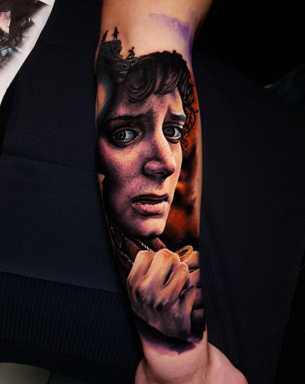 Frodo Baggins tattoo forearm