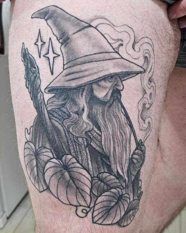 Gandalf lotr thigh tattoo