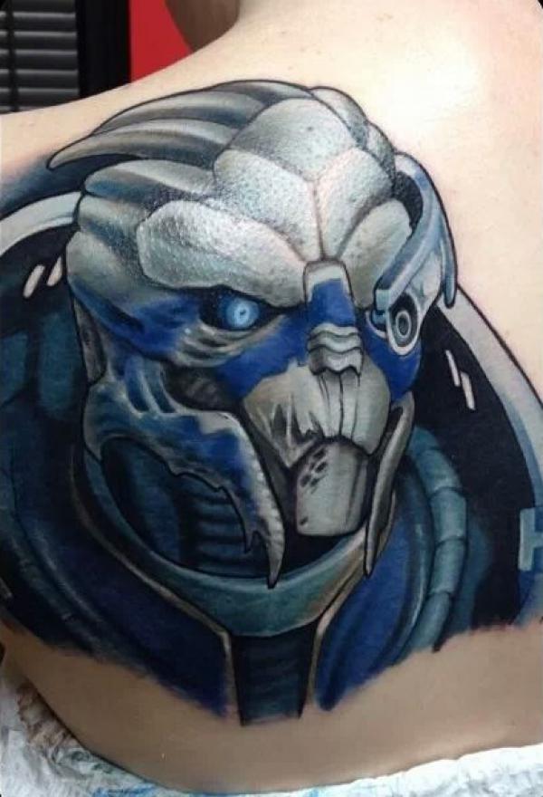Garrus Vakarian tattoo back