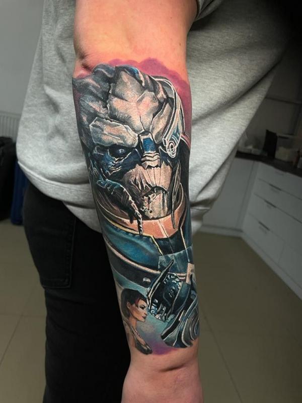 Garrus Vakarian tattoo forearm