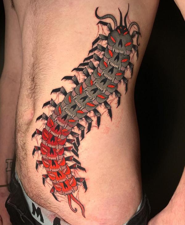 Japanese centipede side tattoo