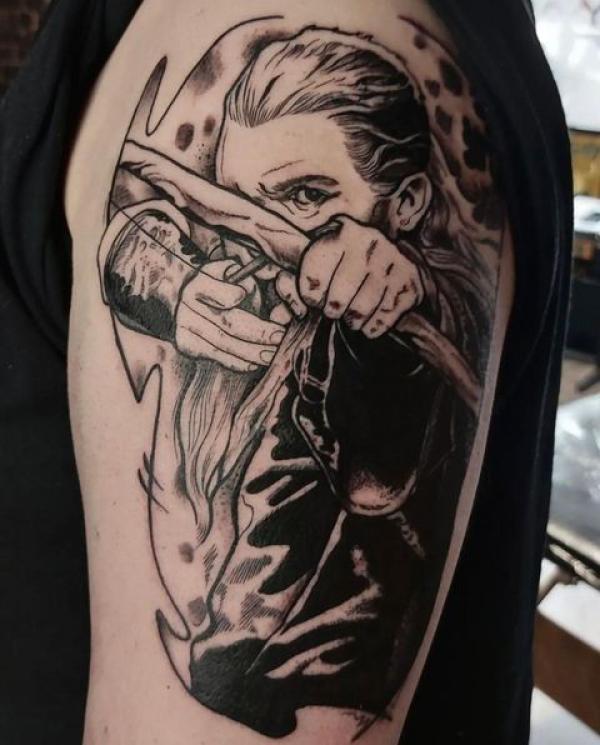Legolas tattoo black and white