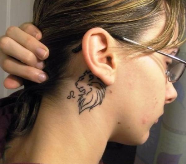 Leo tattoo behind the ear