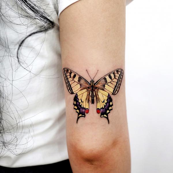 Monarch butterfly tricep tattoo