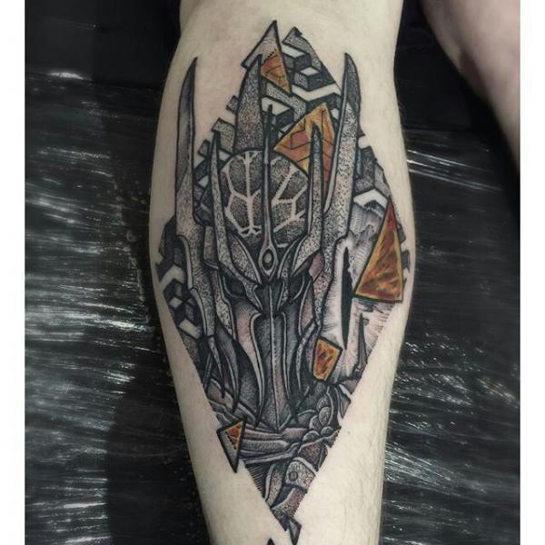 Sauron calf tattoo
