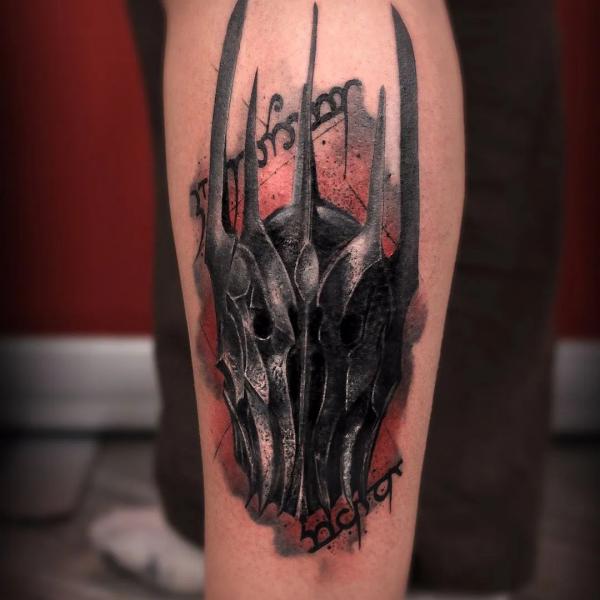 Sauron tattoo calf