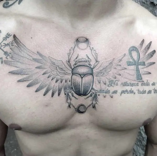 Scarab Beetle chest tattoo