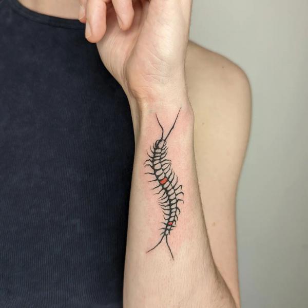 Small centipede tattoo