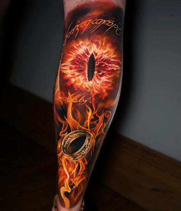 The Eye of Sauron and One Ring tattoo