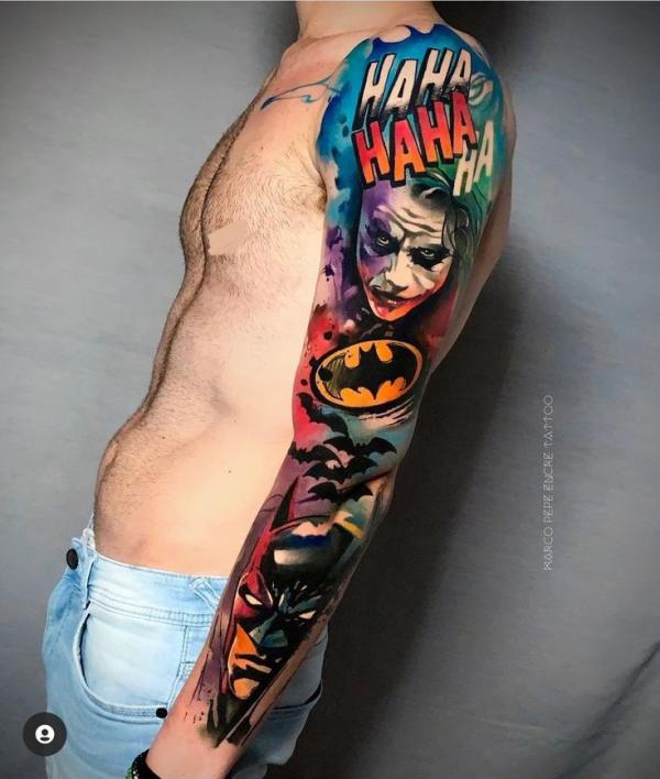 batman and joker tattoo sleeve