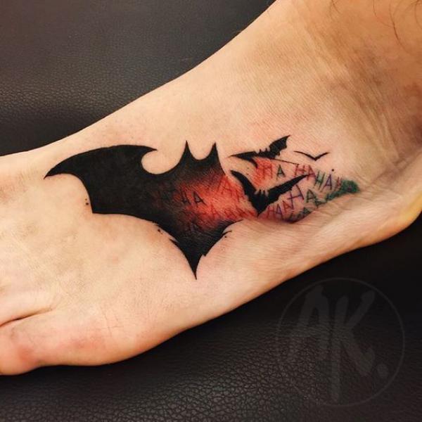 batman log foot tattoo