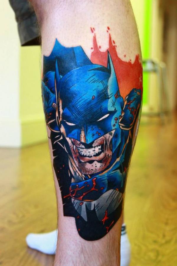 batman lower leg tattoo