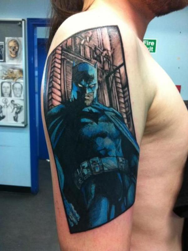 batman upper arm tattoo