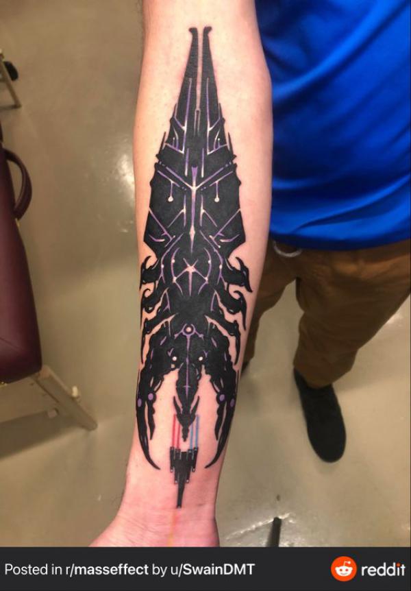 harbinger mass effect reaper tattoo forearm