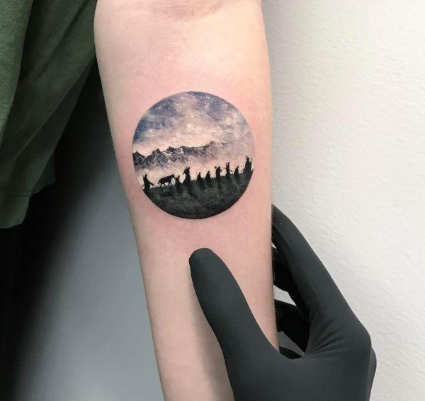 minimalist lord of the rings tattoo forearm