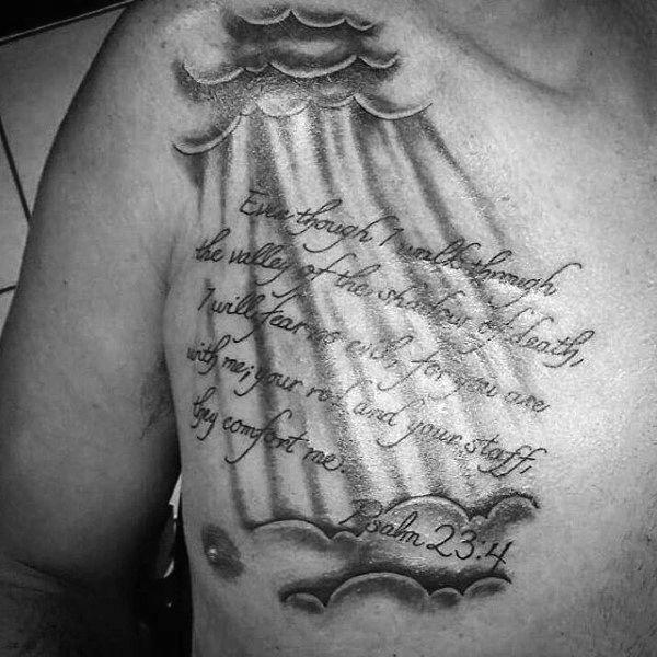 psalm 23 4 chest tattoo for men